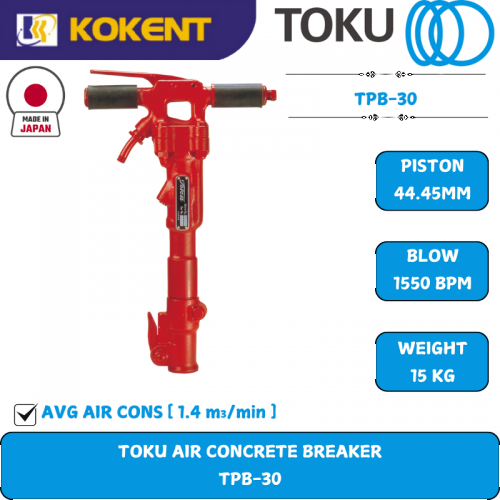 Toku Air Demolition Hammer, Stroke Per Minute: 1550bpm, 15kg TPB-30