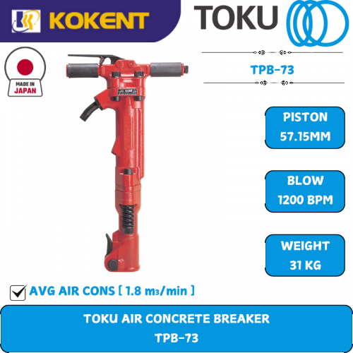 Toku Air Demolition Hammer, Stroke Per Minute: 1200bpm, 33kg TPB-73