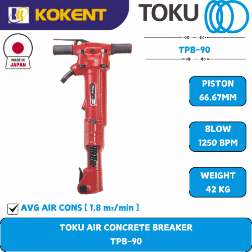 Toku Air Demolition Hammer, Stroke Per Minute: 1250bpm, 42kg TPB-90