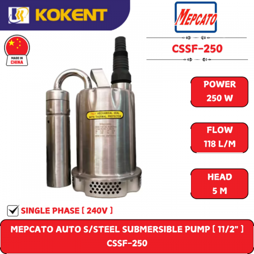 MEPCATO AUTO STAINLESS STEEL SUBMERSIBLE WATER PUMP [ 11/2