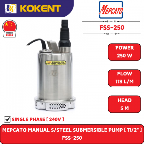 MEPCATO MANUAL S/STEEL SUBMERSIBLE WATER PUMP [ 11/2