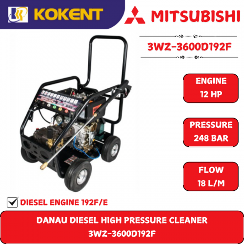 DANAU DIESEL HIGH PRESSURE CLEANER [248BAR,3600PSI,18.1L.MIN] 3WZ-3600D192F