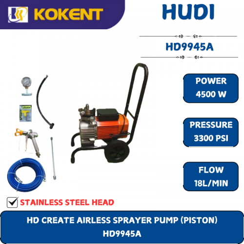HD CREATE AIRLESS SPRAYER PUMP (PISTON)  HD9945A [ STAINLESS STEEL HEAD ]