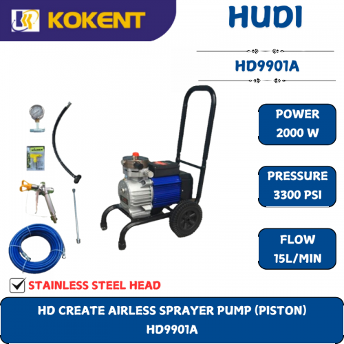HD CREATE AIRLESS SPRAYER PUMP (PISTON)  HD9901A [ STAINLESS STEEL HEAD ]