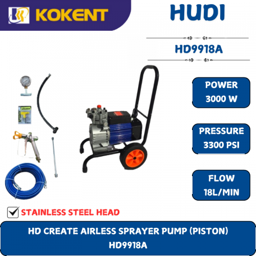 HD CREATE AIRLESS SPRAYER PUMP (PISTON)  HD9918A [ STAINLESS STEEL HEAD ]