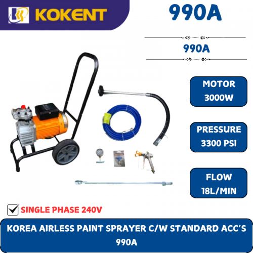 KOREA AIRLESS PAINT SPRAYER C/W STANDARD ACC’S  990A