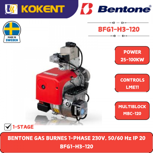 BENTONE GAS BURNES 1-PHASE 230V, 50/60 Hz IP 20  BFG1-H3-120