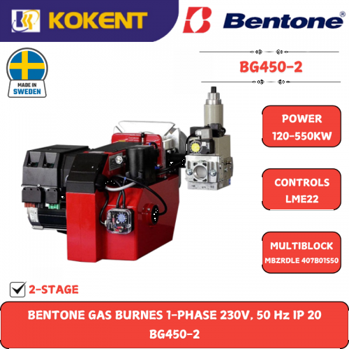 BENTONE GAS BURNES 1-PHASE 230V, 50 Hz IP 20  BG450-2