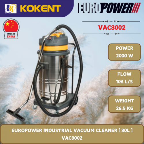 EUROPOWER INDUSTRIAL VACUUM CLEANER [ 80L.2000W.26.5KG ]  VAC8002