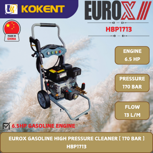 EUROX GASOLINE HIGH PRESSURE CLEANER [ 170 BAR.6.5HP.13L/MIN ]  HBP1713
