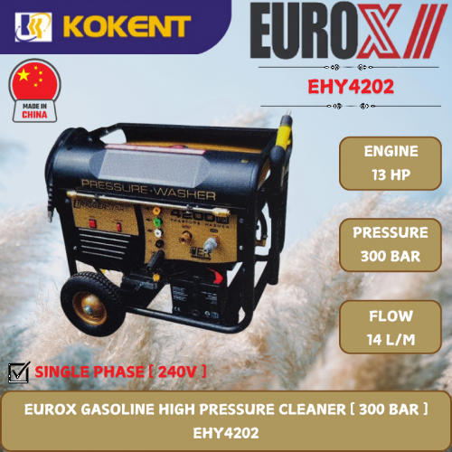 EUROX GASOLINE HIGH PRESSURE CLEANER [ 300 BAR.13HP.14L/MIN ]  EHY4202