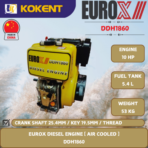 EUROX DIESEL ENGINE AIR COOLED [ 10HP.50KG ] DDH1860