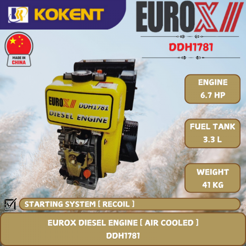 EUROX DIESEL ENGINE AIR COOLED [ 6.7HP.36KG ] DDH1781
