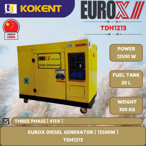 EUROX DIESEL GENERATOR [ 12500W.3-PHASE.280KG ]  TDH1213