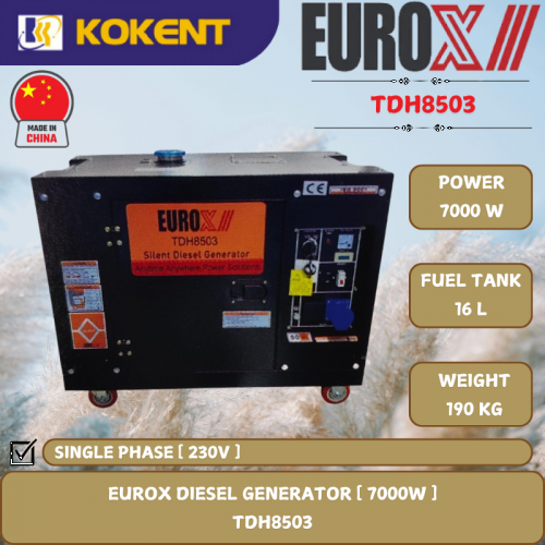 EUROX DIESEL GENERATOR [ 7000W.16L/TANK.190KG ]  TDH8503
