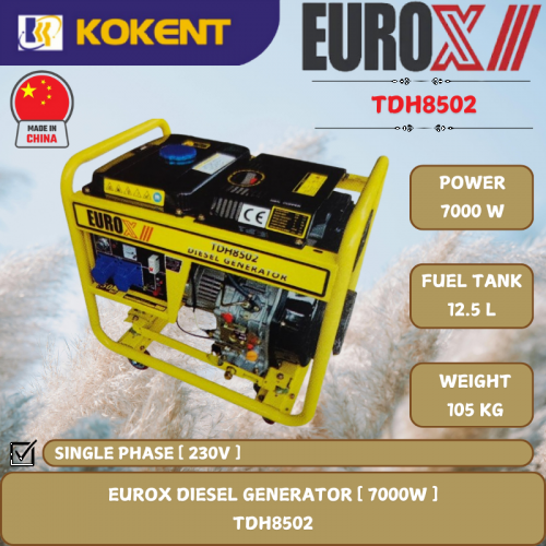 EUROX DIESEL GENERATOR [ 7000W.12.5L/TANK.105KG ]  TDH8502