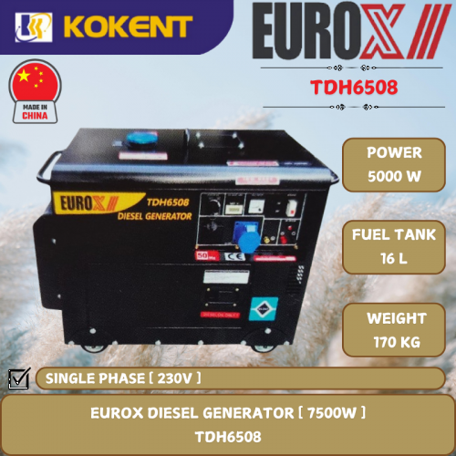 EUROX DIESEL GENERATOR [ 7500W.16L/TANK.170KG ]  TDH6508