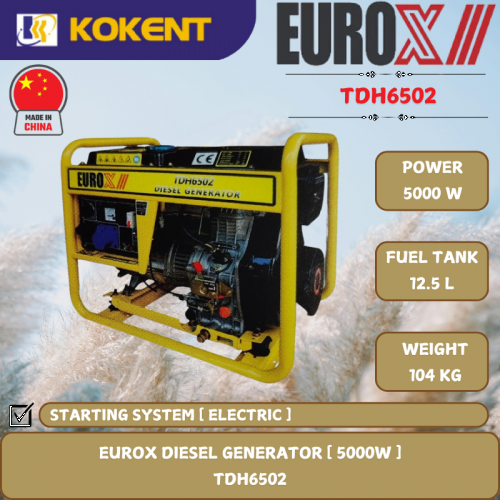 EUROX DIESEL GENERATOR [ 5000W.12.5L/TANK.104 KG ]  TDH6502