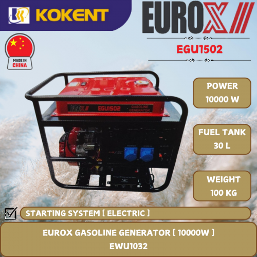EUROX GASOLINE GENERATOR [ 10000W.30L/TANK.100KG ]  EWU1032