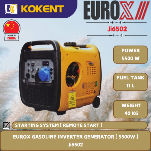 EUROX GASOLINE INVERTER GENERATOR [ 5500W.11L/TANK.40KG ]  Ji6502