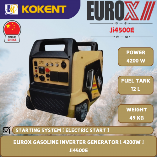 EUROX GASOLINE INVERTER GENERATOR [ 4200W.12L/TANK.49KG ]  Ji4500E
