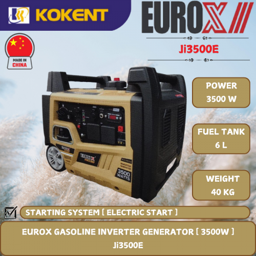 EUROX GASOLINE INVERTER GENERATOR [ 3500W.6L/TANK.40KG ]  Ji3500E