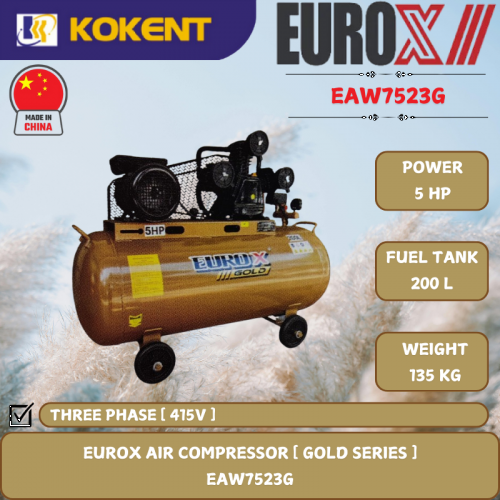 EUROX GOLD SERIES AIR COMPRESSOR [ 5HP.200L ]  EAW7523G