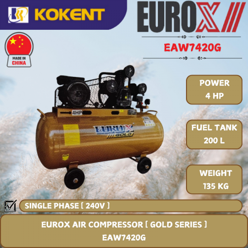 EUROX GOLD SERIES AIR COMPRESSOR [ 4HP.200L/TANK.135KG ]  EAW7420G