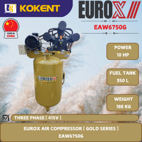 EUROX GOLD SERIES AIR COMPRESSOR [ 10HP.350L/TANK.188KG ]  EAW6750G