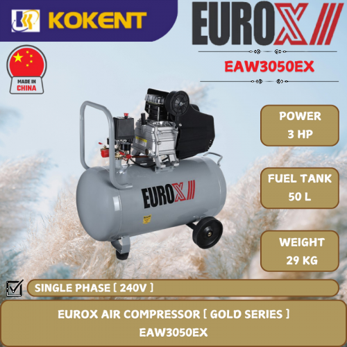 EUROX AIR COMPRESSOR [ 3HP.50L/TANK.29KG ]  EAW3050EX