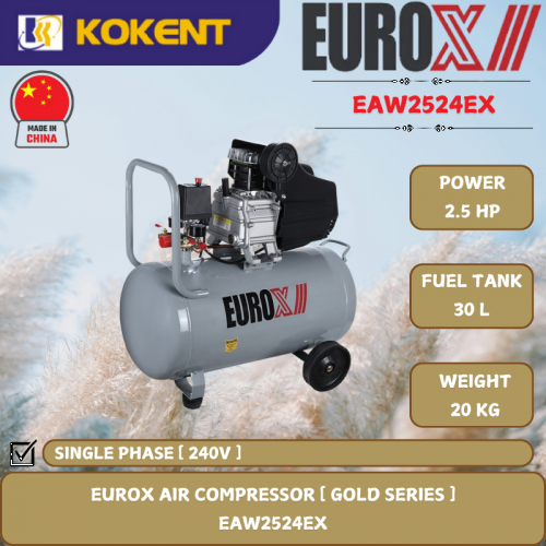 EUROX AIR COMPRESSOR [ 2.5HP.30L/TANK.20KG ]  EAW2524EX