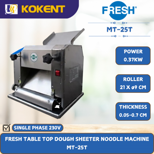 FRESH TABLE TOP DOUGH SHEETER NOODLE MACHINE [ 0.37KW ]  MT-25T
