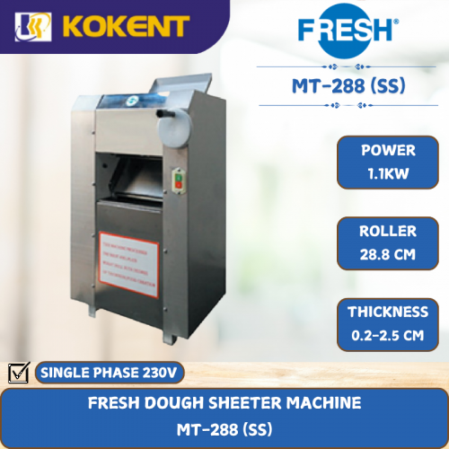 FRESH DOUGH SHEETER MACHINE [ 1.1KW ] MT-288 (SS)