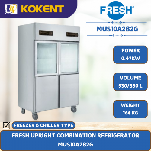 FRESH UPRIGHT COMBINATION REFRIGERATOR [ 0.47KW ] MUS10A2B2G
