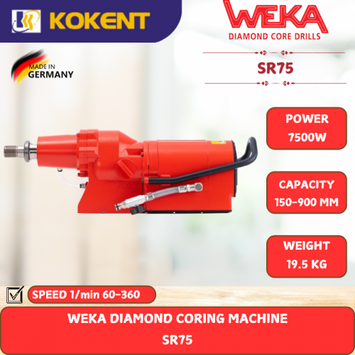 WEKA DIAMOND CORING MACHINE [ 7500W.150-900MM.19.5KG ] SR75