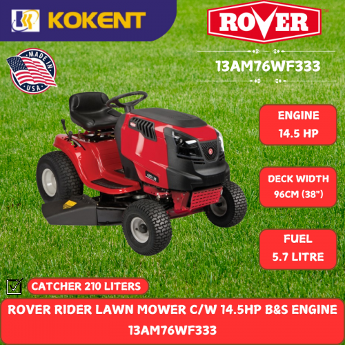 ROVER RIDER LAWN MOWER C/W 14.5HP B&S ENGINE  13AM76WF333