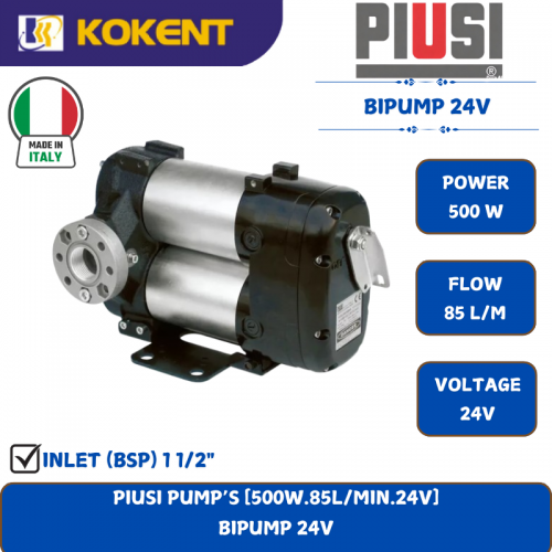 PIUSI PUMP’S [500W.85L/MIN.24V]  BIPUMP 24V