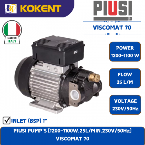 PIUSI PUMP’S [1200-1100W.25L/MIN.230V/50Hz]  VISCOMAT 70