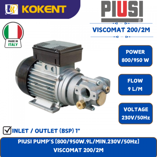 PIUSI PUMP’S [800/950W.9L/MIN.230V/50Hz]  VISCOMAT 200/2M