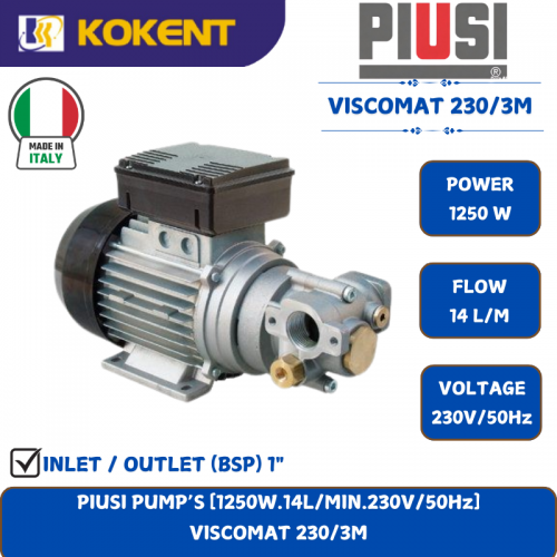 PIUSI PUMP’S [1250W.14L/MIN.230V/50Hz]  VISCOMAT 230/3M