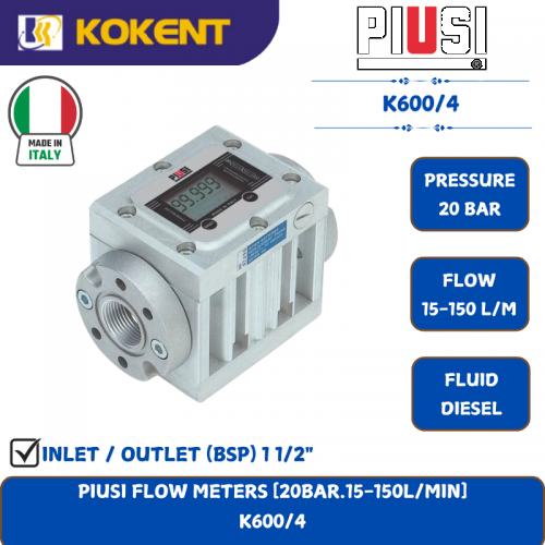 PIUSI FLOW METERS [20BAR.15-150L/MIN]  K600/4