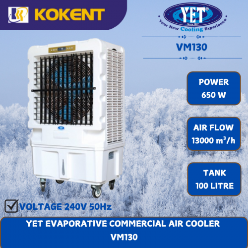 YET EVAPORATIVE COMMERCIAL AIR COOLER [650W.13000m³/h.100L/TANK]  VM130