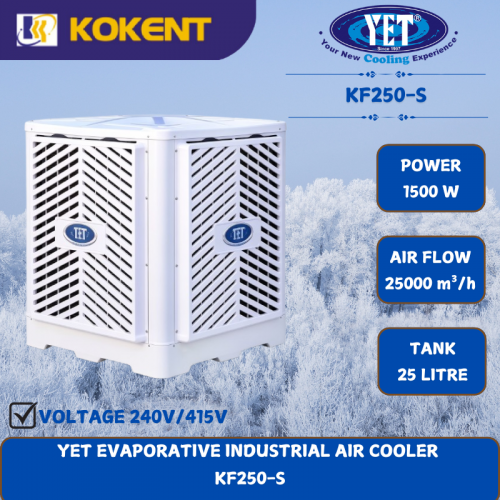 YET EVAPORATIVE INDUSTRIAL AIR COOLER [1500W.25000m³/h.25L/TANK ] KF250-S