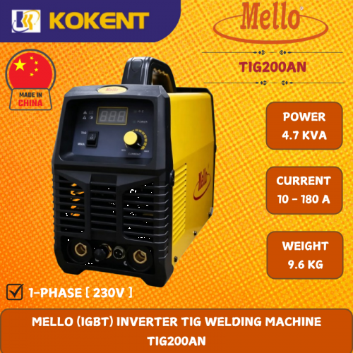 MELLO (IGBT) INVERTER TIG WELDING MACHINE  TIG200AN