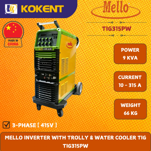 MELLO INVERTER WITH TROLLY & WATER COOLER TIG  TIG315PW