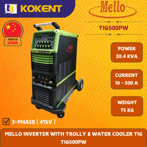 MELLO INVERTER WITH TROLLY & WATER COOLER TIG  TIG500PW