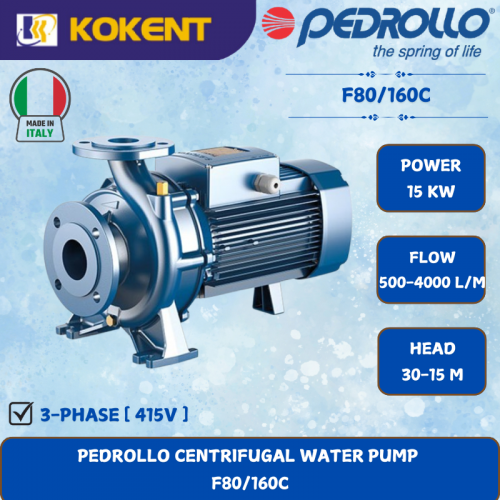PEDROLLO CENTRIFUGAL WATER PUMP [15KW.500-4000L/MIN.30-15M/HEAD]  F80/160C