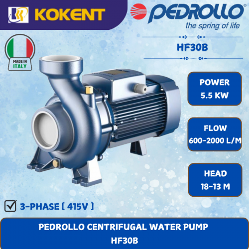 PEDROLLO CENTRIFUGAL WATER PUMP [5.5KW.600-2000L/MIN.18-13M/HEAD] HF30B