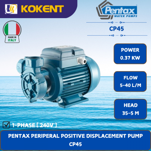 PENTAX PERIPERAL POSITIVE DISPLACEMENT PUMP [0.37KW.5-40L/MIN.35-5M/HEAD] CP45