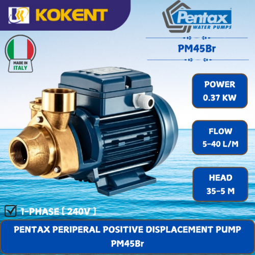 PENTAX PERIPERAL POSITIVE DISPLACEMENT PUMP [0.37KW.5-40L/MIN.35-5M/HEAD] PM45Br